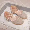 Sandalias para Niñas, Tacones Altos, Zapatos de Princesa, Zapatos de Cristal para Niñas, Zapatos de Salón, Zapatos de Baile con Perlas y Pedrería