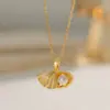 Collar de Perlas de Concha Moda con Pedrería Estilo Europeo y Americano Acero de Titanio No se Desvanece Colgante Elegante Joyería de Moda Lleno de Pedrería