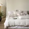 Juego de cuatro piezas de jacquard lavado 60S de algodón puro en estilo vintage, sábana, funda de edredón y ropa de cama teñida en hilo de algodón puro
