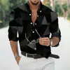 Camisa geométrica masculina nova para Amazon europeu e americano transfronteiriço, camisa masculina de manga comprida com elasticidade em quatro direções