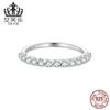 Anillo de moissanita simple Aifule de plata esterlina S925 con borde cruzado, pulsera de anillo brillante con incrustaciones de fila de lujo chapada en platino
