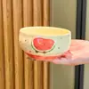 Cuenco de Cerámica para Arroz con Frutas para Uso Doméstico, Modelo Nuevo 2025, Cuenco de Arroz de Alto Valor Estético, Cuenco Individual para Comer Niños, Cuenco de Uso Personal