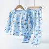 Conjunto de Roupa Íntima Infantil Algodão Puro Roupas de Outono e Calças para Meninos Algodão com Lycra Pijamas para Meninos Pequenos Roupa Térmica de Algodão para Crianças Maiores