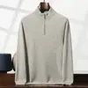 Suéter de Cachemira Suave y Ceroso Nuevo para Otoño e Invierno para Hombre de Cuello Alto Medio Color Sólido Suéter con Cremallera Camiseta Básica de Punto Casual de Negocios
