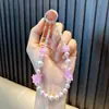 Cadena para Teléfono Móvil con Flor de Cuentas Llavero Colgante para Funda de Teléfono Móvil Pulsera Hecha a Mano de Boutique Colgante para Mujer Colgante de Muñeca
