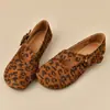 Zapatos Planos Retro con Estampado de Leopardo, Punta Redonda, de una Sola Correa, Moda Primavera 2025, Versátiles Zapatos Mary Jane, Mocasines, Zapatos de Abuela