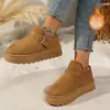 Botas de nieve de suela gruesa para mujer, nuevo modelo otoño e invierno 2026, estilo de comercio exterior, forradas de polar, forradas de pelo, zapatillas de media caña de punta cerrada, pantuflas de algodón para interior
