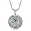 Collar con colgante de ojo de Horus con incrustaciones de diamantes, de acero de titanio y galvanoplastia al vacío, estilo hip hop HIPHOP, transfronterizo europeo y americano.