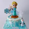 Adornos Decorativos para Pastel de Blancanieves Belleza Congelada Niña Elsa Niña Campanita Enchufe para Hornear de Cumpleaños