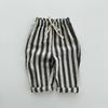 Ropa de Niños Estilo Coreano Nuevo Verano Niños y Niñas Bebé Algodón Cintura Elástica Rayas Amarre Suelto Pantalones Casuales Pantalones