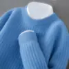 Suéter de Lana 100% Directo de Fábrica para Hombre Otoño Invierno Nuevo Engrosado Cuello Redondo Casual Color Sólido Cálido Tejido Capa Base