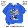 Nova Camiseta Minecraft 2025 Infantil Branca de Manga Curta 100% Algodão Nova Média e Grande Tops de Verão Infantis de Meia Manga para Meninos