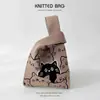 Bolso de Teléfono Móvil a Cuadros para Mujer Bolso Cruzado de Hombro Pequeño Lindo Ligero Bolso Tejido Bolso de Punto