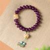 Pulsera de raíz de Bodhi con un bonito diseño de garra de gato de carbón, dulce, pequeña y fresca, con cuentas de ábaco para mujer alrededor de los dedos.