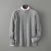 Nuevo Suéter Grueso de Lana 100% Pura para Hombre, Cuello Redondo, Tejido de Cable, Cálido, Casual, Holgado