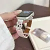 Correa de Cuero con Perla y Circonita Estrella Adecuada para Apple Watch iWatch Décima Segunda Generación 11/10