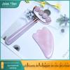 Rolo de Cristal Rosa, Conjunto de Pedra Jade, Gua Sha de Chifre, Cristal, Massagem Ocular Cristal Rosa