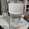 Taza de Vidrio de Gran Capacidad de Moda con Tapa y Popote, Vaso de Agua con Raya Vertical, Vaso de Vidrio con Raya Vertical para Bebidas Frías, Vaso para Jugo, Taza de Café