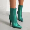 Botas de cuero de punta baja para otoño e invierno, transfronterizas, con suela de goma, antideslizantes, cremallera lateral, tacón alto para mujer, versátiles botas Martin de comercio exterior
