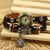 Venta Directa de Fábrica Pulsera Reloj de Cuero Genuino, Pulsera Reloj de Cuero de Vaca Retro, Pulsera de Perlas, Venta al Por Mayor de Joyería Yiwu
