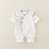 Estilo Otoñal (Doble Capa) Mameluco de niña de lunares negros con espalda cerrada Ropa para bebé infantil niños