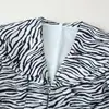 Comercio Exterior Ropa Europea y Americana Otoño Patrón de Cebra Sarga Traje Casual Chaqueta Falda Mini con Abertura Traje