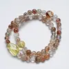 [Grabado Secreto de Seda Marrón] Pulsera de Fluorita Verde Súper Cristal Negro Natural para Mujer La Más Fácil de Combinar Pulsera de Regalo Al por Mayor