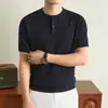 Nuevo [en stock] suéter de otoño e invierno [estilo old money] para hombre, de punto, cuello redondo, con botones, manga corta