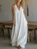 Vestido sin mangas de color liso con bolsillo en Amazon, cuello en V, nuevo de verano y otoño 2026, transfronterizo europeo y americano Nq9012