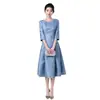 Vestido Casual para Fiesta 2026 Verano Comercio Exterior AliExpress Color Sólido Estilo Vintage Simple Suministro desde Almacén en el Extranjero