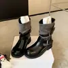 Botas western retro de suela gruesa a media pantorrilla con tacón apilado, botines plisados estilo caballero para mujer, nueva colección de invierno 2026, botines Martin para mujer