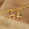 Pendientes de acero y titanio con diseño de circonita incrustada, estilo chic, joyería geométrica con personalidad, color esmaltado, colgante de amor