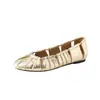 Zapatos de mujer cómodos, resistentes al olor, huecos, transpirables, de piel de oveja plisada, estilo francés poco profundos, punta redonda plana, cuero genuino, otoño 2026
