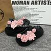 Charms para Zapatos Dulces Florales de Flor de Pompón Moldeada por Inyección de Gama Alta Desmontables Estilo Chanel para Zuecos