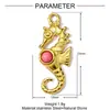 Piedra Natural Francesa Sol Caballo Marino Colgante de Acero de Titanio DIY Collar Pendiente Pendientes de Corazón para Mujer Accesorios de Joyería de Acero Inoxidable