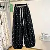 Pantalones Harem de Algodón y Lino con Lunares para Mujer, Estilo Delgado de Verano, Nuevo Producto 2026, Casual Holgado Talla Extra, Pantalones Acampanados Recortados