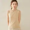Chaleco de punto de cachemira para mujer, prenda exterior de otoño e invierno, chaleco cálido, elegante francés, cuello redondo, capa base, suéter sin mangas, prenda interior