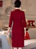Vestido de novia festivo rojo para madre, primavera 2025, nuevo estilo noble y occidental, vestido de brindis para suegra joven y feliz