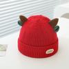 Chapéus de Lã Quentinhos de Outono e Inverno para Bebês Meninos e Meninas, Estilosos Chapéus de Tricô de Lã com Desenho de Chifre Pequeno, com Forro e Proteção para Orelhas