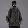 Suéter con capucha para motocicleta para hombre, primavera y otoño, moderno, hip hop, abrigo guapo de PU, holgado, versátil, cuello alto, fino/con forro polar