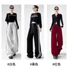 Pantalones Anchos de Tres Rayas Estilo Americano para Mujer, Delgados de Talla Grande para Primavera y Verano, Cintura Alta, Caída Suelta, Pierna Recta Holgada, Casual Deportivos