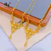 Tienda de Oro Mismo Estilo Arena Dorada Flor de Tres Vidas Collar con Borla Grande para Mujer Diseño de Moda Retro Cadena para Clavícula Joyería al por Mayor