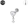 Titanio Hermoso Transfronterizo Europeo y Americano Corazón Circonita Simple Accesible Lujo Clavo de Hueso de Oreja F136Titanio Aleación de Titanio Piercing Clavo de Oreja