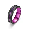 Acero Inoxidable Europeo y Americano Transfronterizo Dominante Combinación Ranura Moda Anillo de Pareja Joyería al por Mayor 6 mm Brillante Combinación
