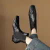 Botines Chelsea de Moda y Sencillos Estilo Coreano 2.5cm Otoño e Invierno 2025 Nuevos Punta Cuadrada Tacón Grueso Cierre Trasero Botines Cortos para Mujer