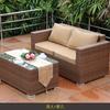 Sofá de exterior Patio Terraza Balcón Sala de estar informal para tres personas Combinación Arte de ratán Silla de ratán para exterior Sofá de ratán Impermeable