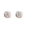 Brincos de Flores de Chiffon Estilo Mori Super Fada Estilo de Férias Doces Brincos de Pino de Prata Brincos de Pétalas de Malha Francesa Delicados para Mulheres