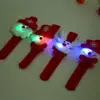 Decoración de Pulsera Infantil con Luces Reno Navideño Anciano Círculo de Palmada Brillante Círculo de Presión Adorable Tela de Decoración Navideña