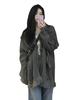 Jaqueta de Tricô Shijia 2024 Inverno com Franjas Decote V Manga Longa Cardigan Retrô Suéter Feminino Preguiçoso de Comprimento Médio