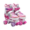 Patines de Ruedas Dobles Ajustables de Colores para Niños con Ocho Ruedas de PU, Patines Totalmente Iluminados, Zapatos de Patinaje Unisex, Modelo Nuevo